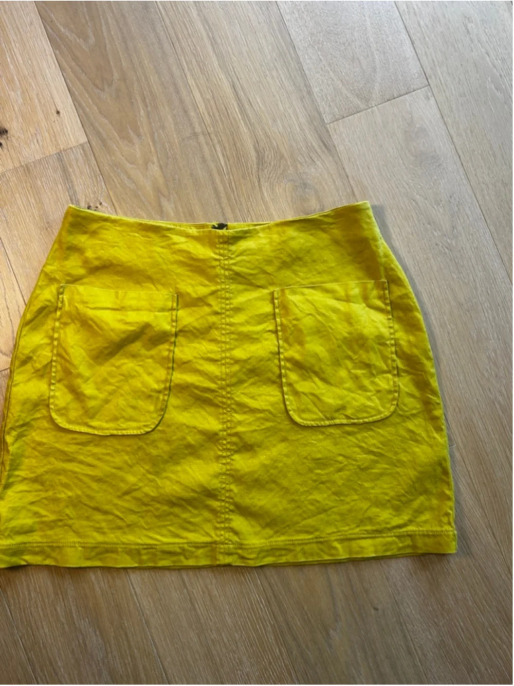 Anthropologie Maeve Mustard Yellow Patch Pocket Linen Blend Mini Size Large